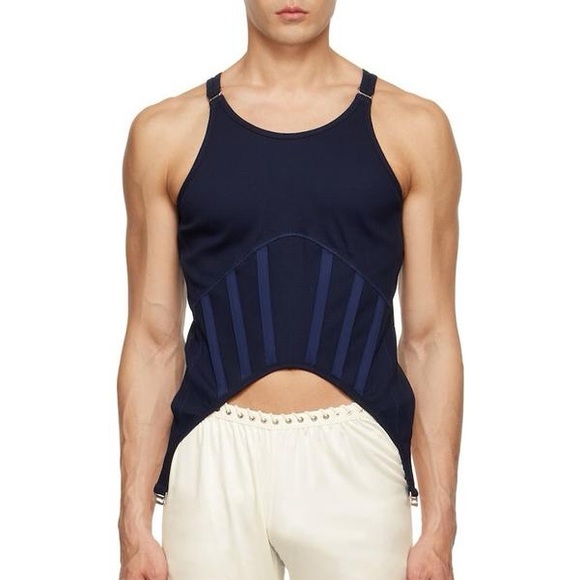 Unisex Dion Lee Navy Corset-Style Tank Top - Picture 4 of 15